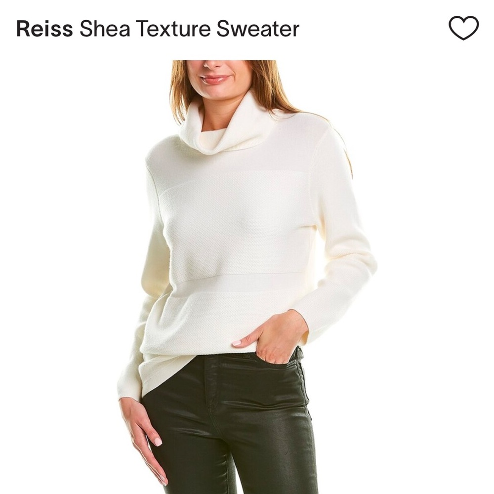 Reiss Shea textured roll neck cream sweater